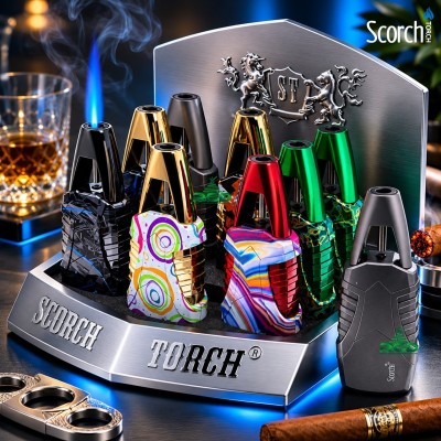 SCORCH TORCH SINGLE FLAME ASST. COLORS - 9CT/ DISPLAY